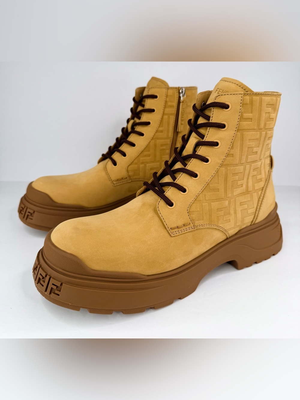 Fendi Nabuck Nubuck Supreme Suede Leather Logo Ankle Boots UK 10 - US 11 - EU 44